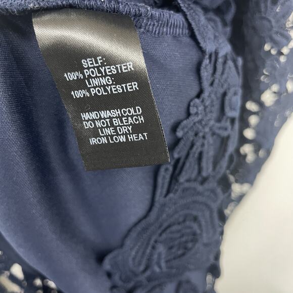 Lulu's Size Medium Love Poem Cocktail Dress Crochet‎ Lace Navy Blue Sleeveless - Picture 13 of 13